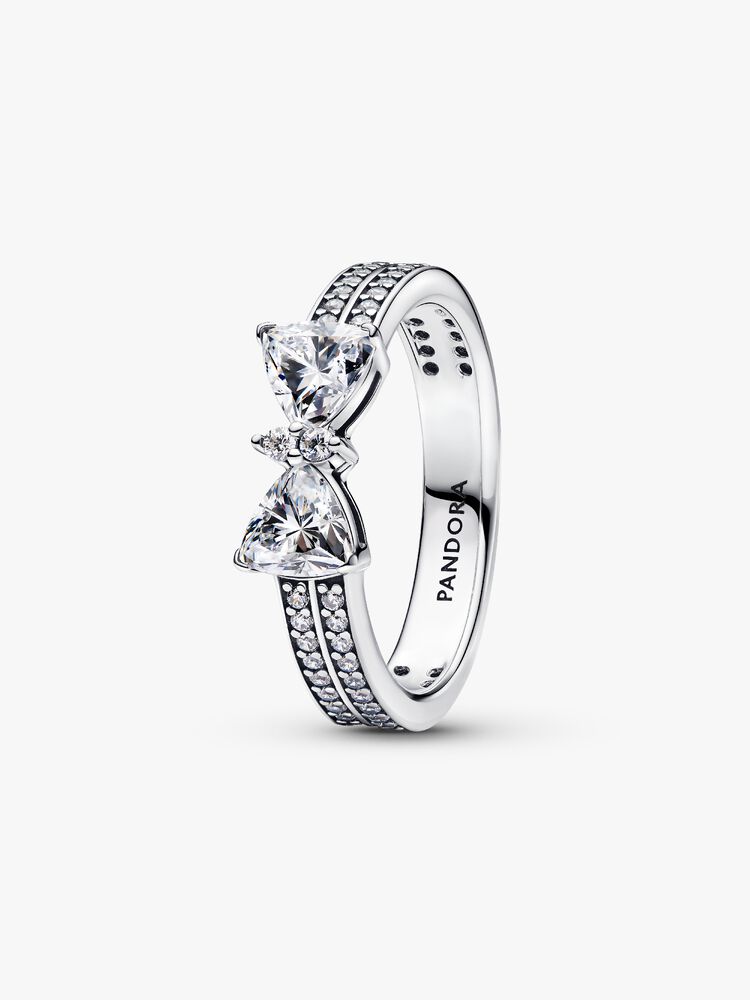 Pandora Sparkling Bow Double-row Ring