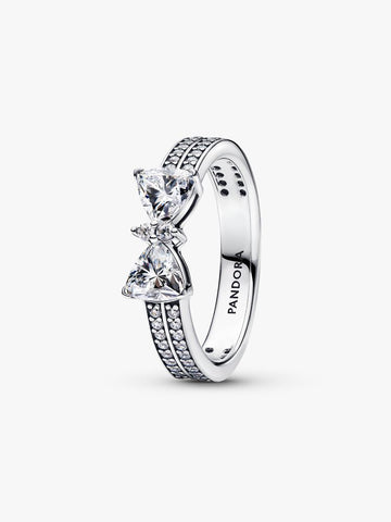 Pandora Sparkling Bow Double-row Ring