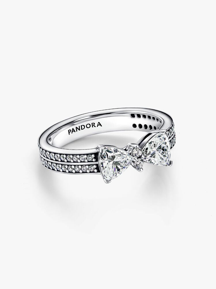 Pandora Sparkling Bow Double-row Ring