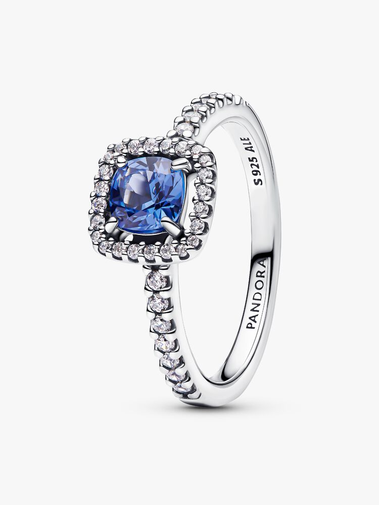 Pandora Sparkling Square Blue Halo Ring