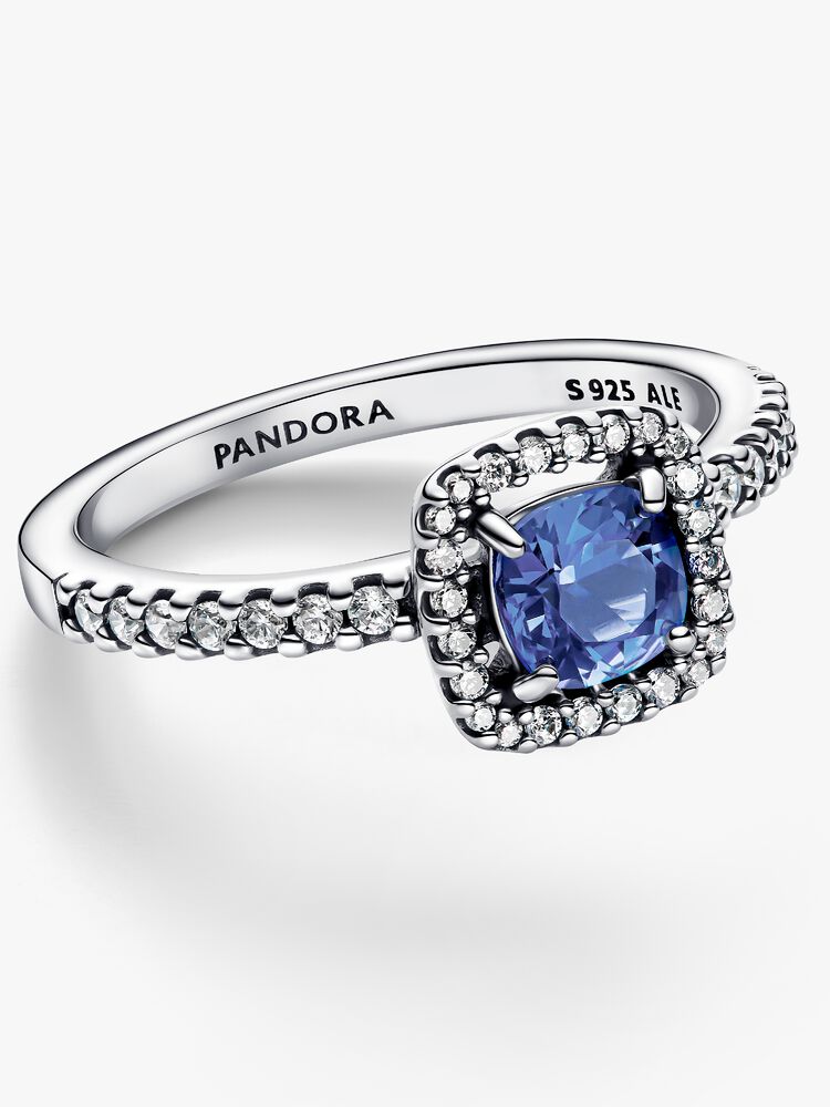 Pandora Sparkling Square Blue Halo Ring