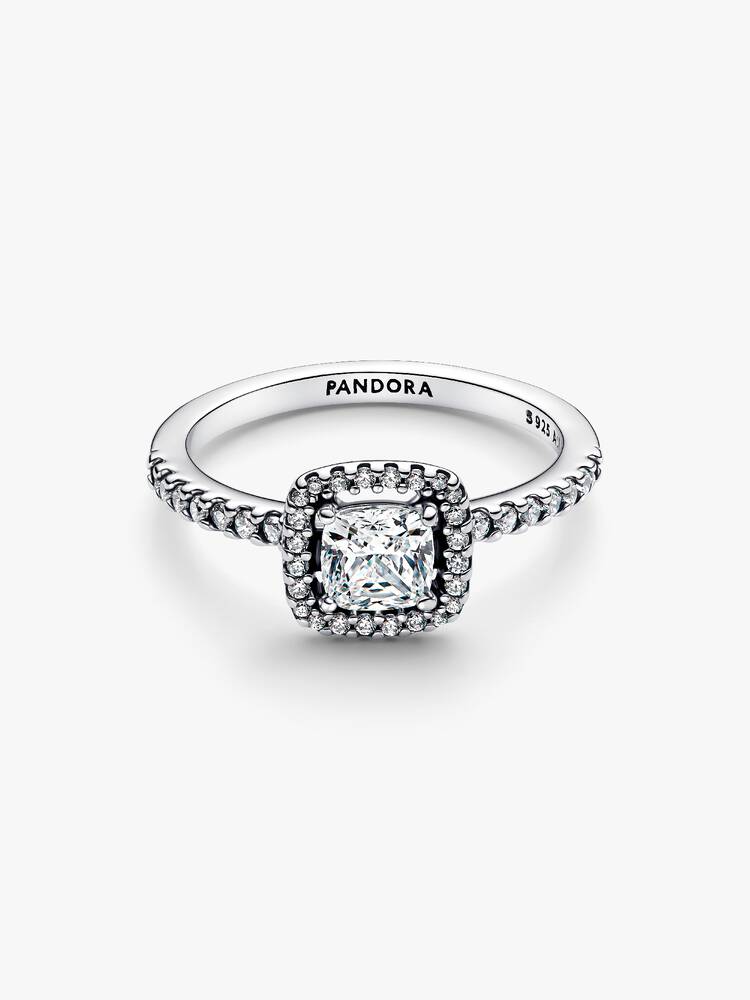 Pandora Sparkling Square Halo Ring 193555C02