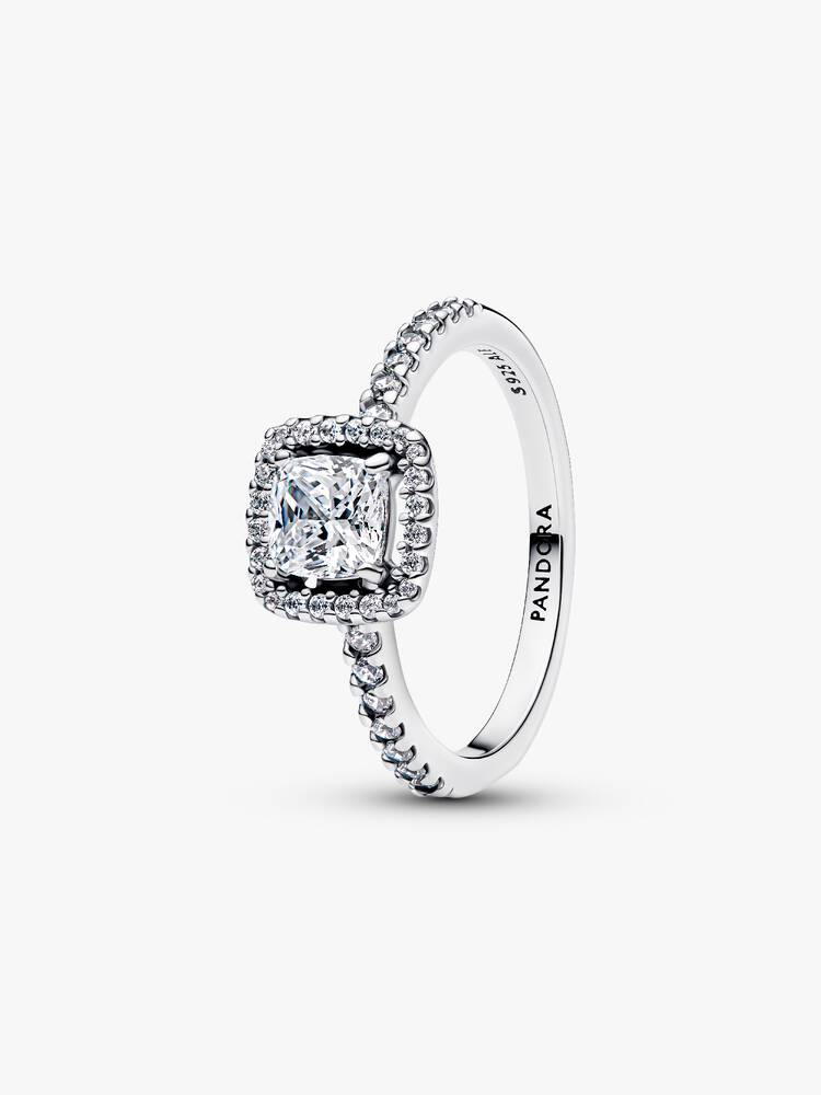 Pandora Sparkling Square Halo Ring 193555C02