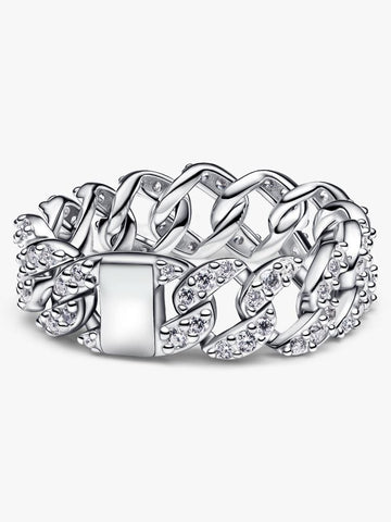 Pandora Pave Cuban Chain Ring