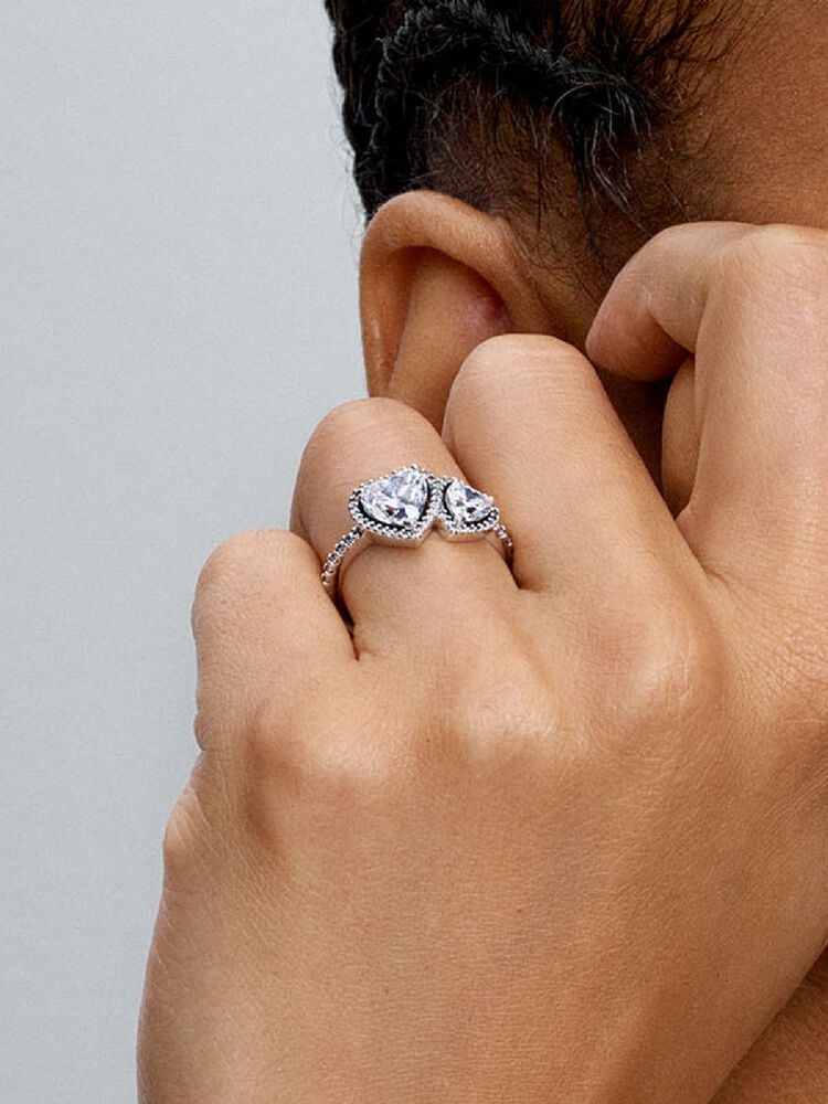 Pandora Halo Sparkling Hearts Ring