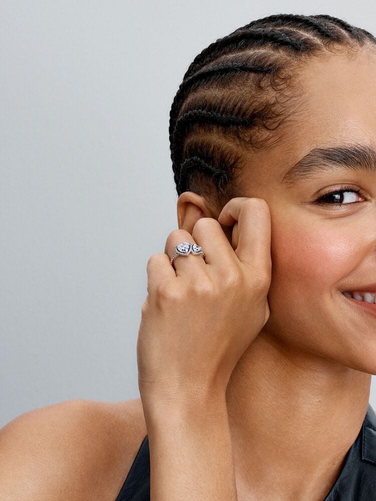 Pandora Halo Sparkling Hearts Ring