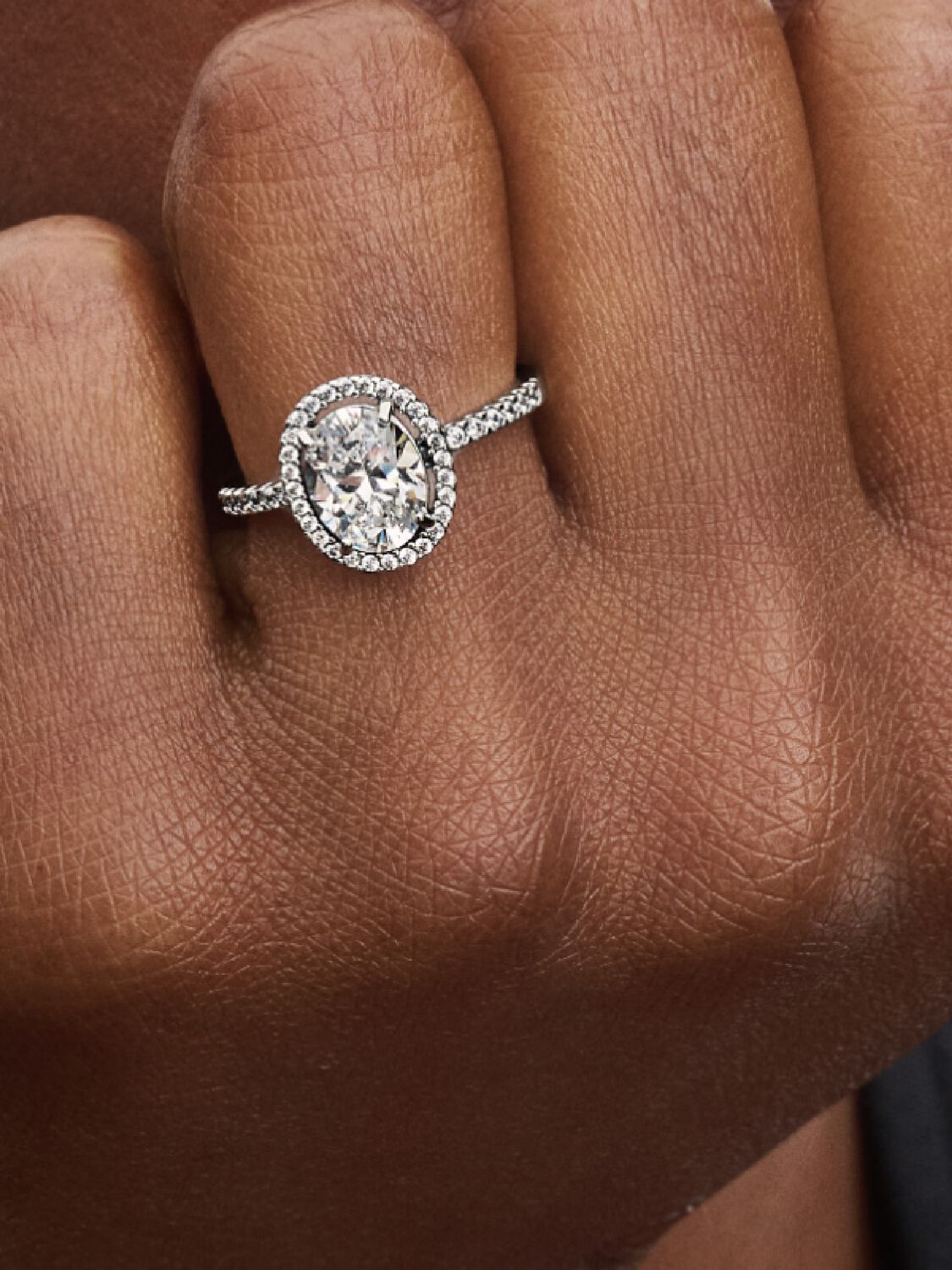 Pandora Oval Sparkling Halo Statement Ring