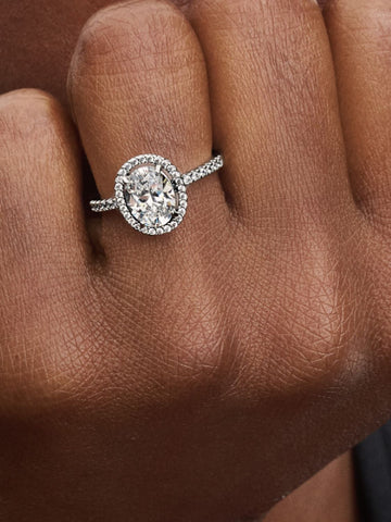 Pandora Oval Sparkling Halo Statement Ring