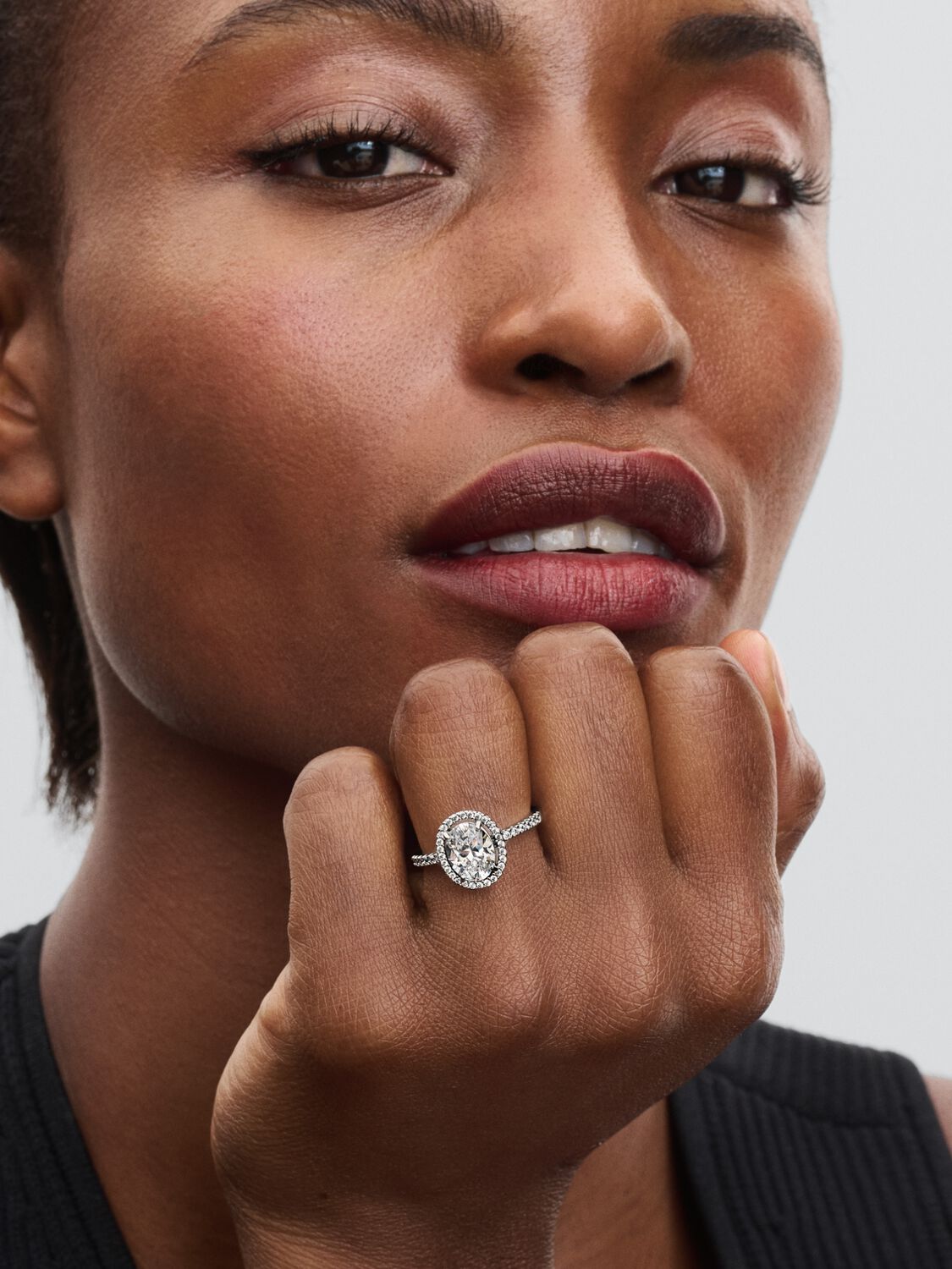 Pandora Oval Sparkling Halo Statement Ring