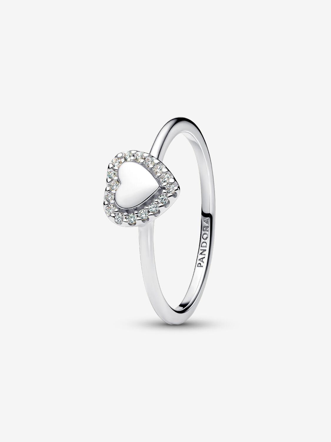 Pandora Engravable Heart Sterling Silver Halo Ring