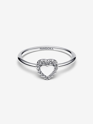 Pandora Engravable Heart Sterling Silver Halo Ring