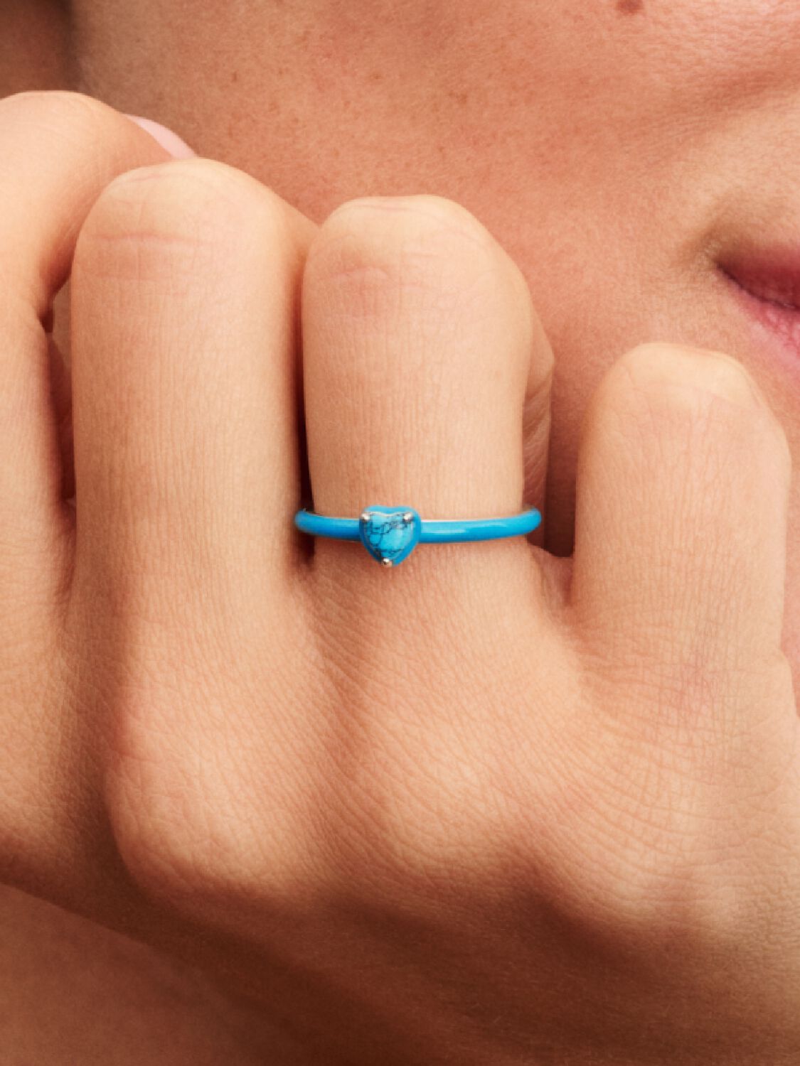 Pandora Turquoise-coloured Heart Stone Ring