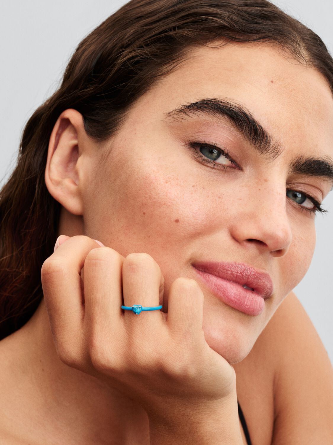 Pandora Turquoise-coloured Heart Stone Ring