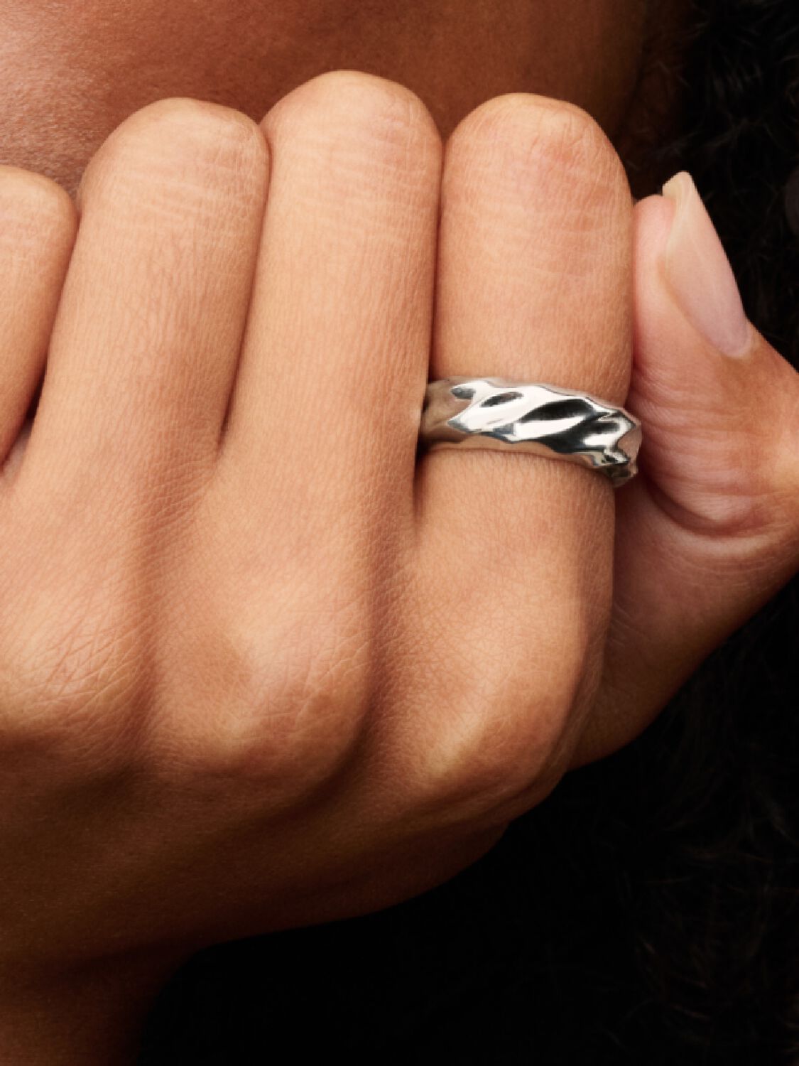 Pandora Rippled Wide Band Ring