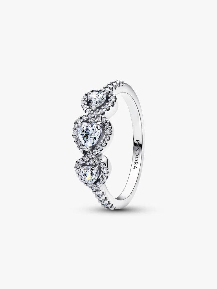 Pandora Halo Heart Trilogy Ring