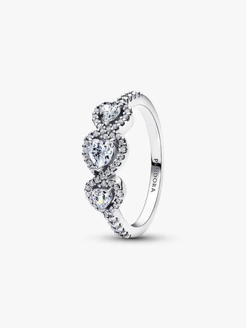 Pandora Halo Heart Trilogy Ring