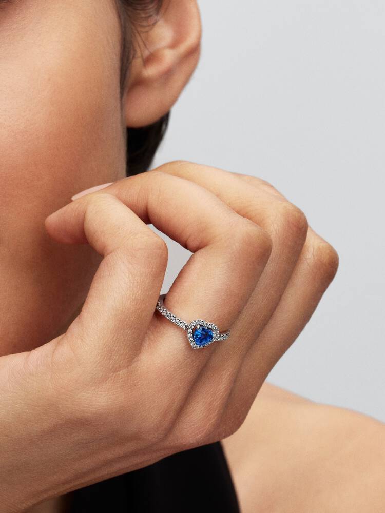 Pandora Elevated Princess Blue Heart Ring