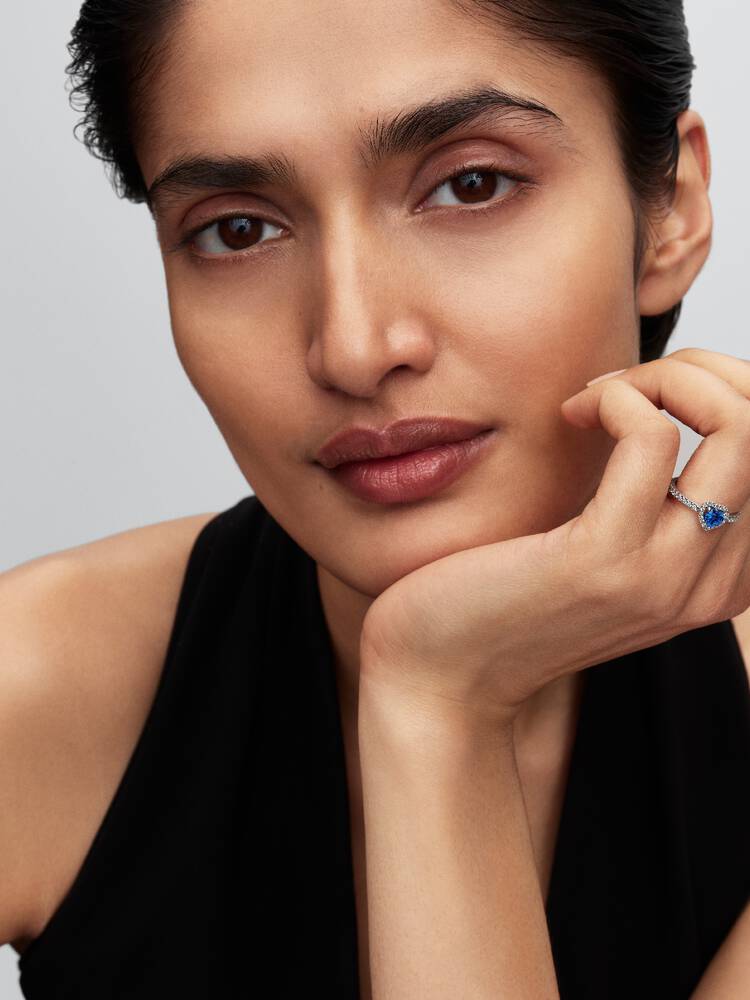 Pandora Elevated Princess Blue Heart Ring