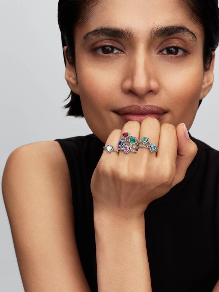 Pandora Elevated Princess Blue Heart Ring