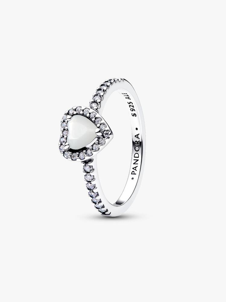 Pandora Elevated White Heart Ring