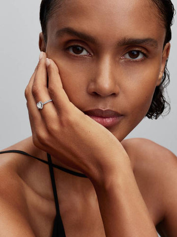 Pandora Elevated White Heart Ring