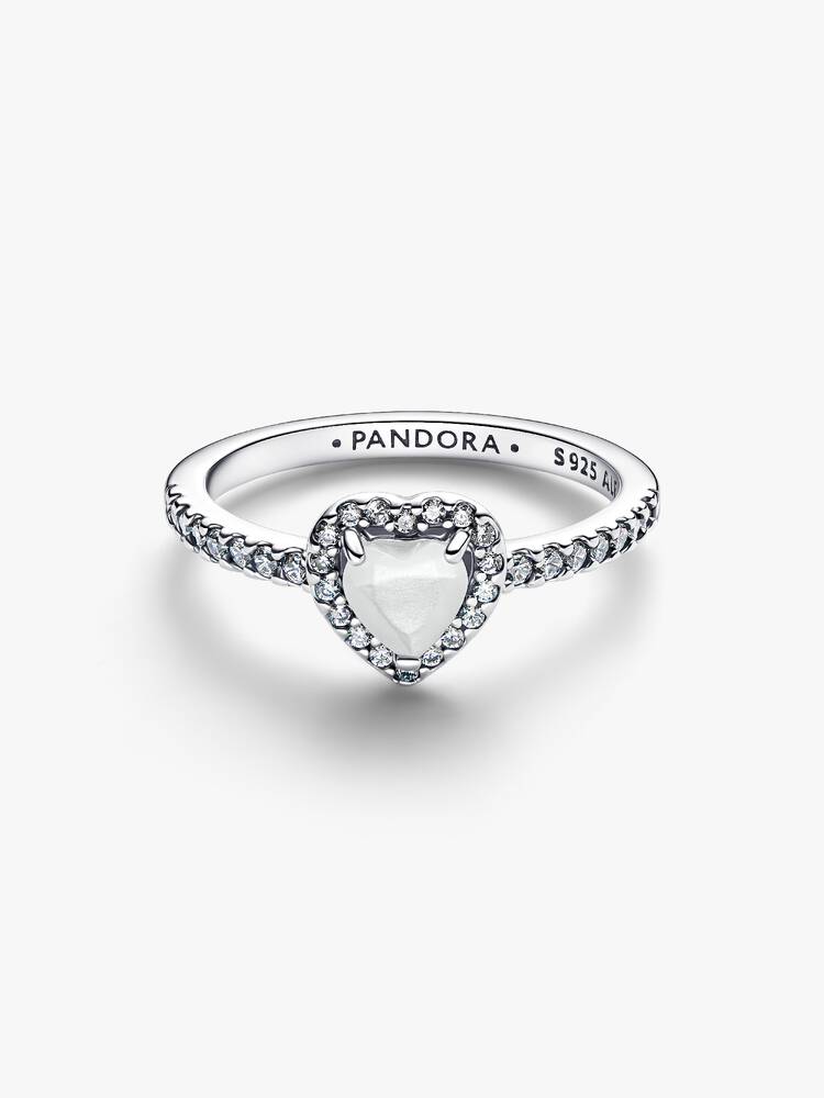 Pandora Elevated White Heart Ring