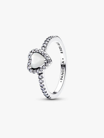 Pandora Elevated White Heart Ring