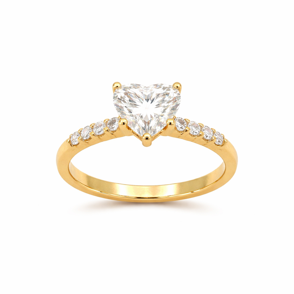 14K Yellow Gold 2.28 TDW Lab Grown Diamond Heart Engagement Ring