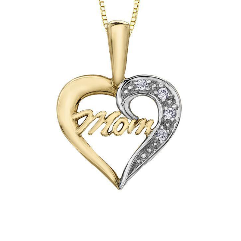 10K Two Tone 0.02TDW Diamond Pendant