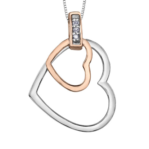 10K White & Rose Gold 0.015TDW Diamond Pendant