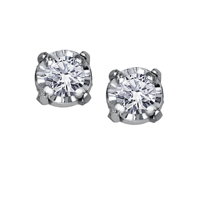10K White Gold 0.04TDW Diamond Earrings