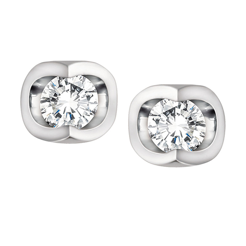10K White Gold 0.06TDW Diamond Earrings
