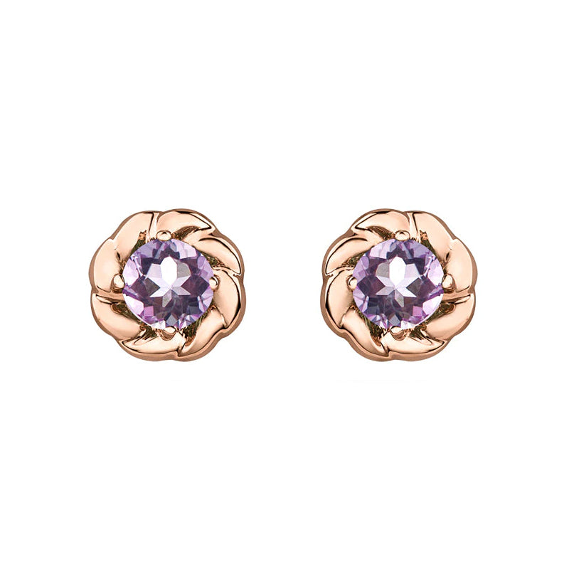 10K Rose Gold Lilac Amethyst Earrings