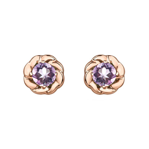 10K Rose Gold Lilac Amethyst Earrings