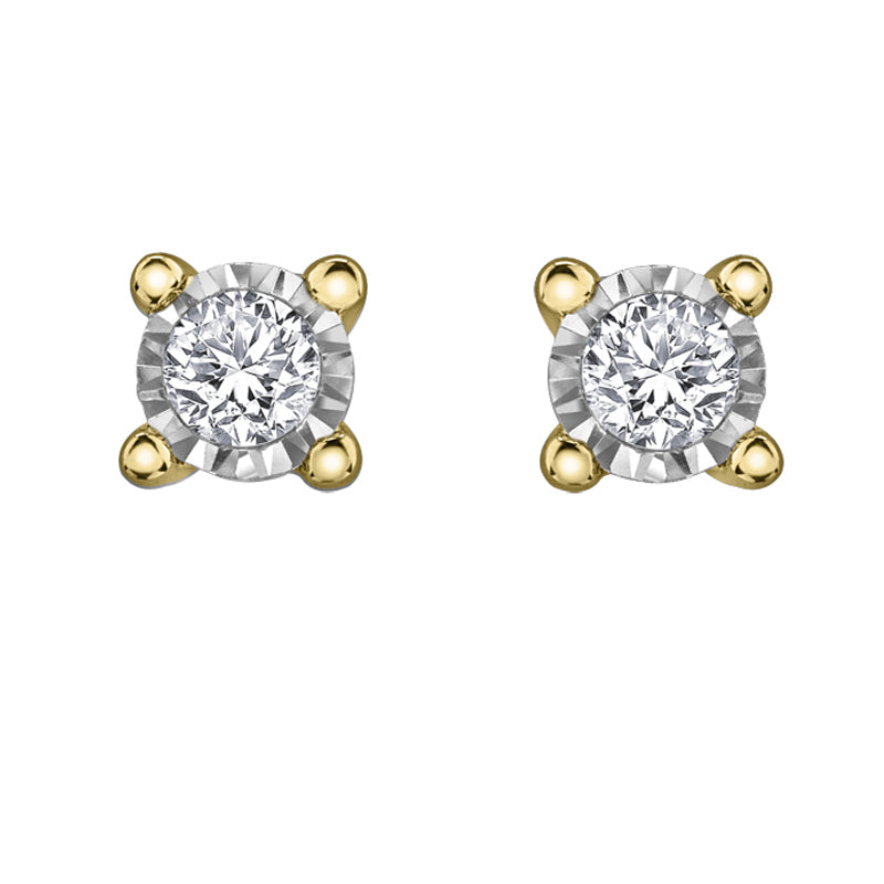 10K Yellow Gold 0.04TDW Diamond Illusion Set Stud Earrings