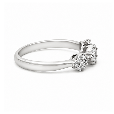 1.00CT Diamond Flower Ring in 14K White Gold