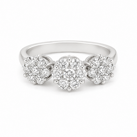 0.50CT Diamond Flower Ring in 14K White Gold