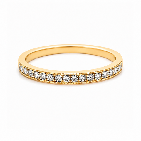 14K Yellow Gold 0.28CT Diamond Milgrain Edge Wedding Band