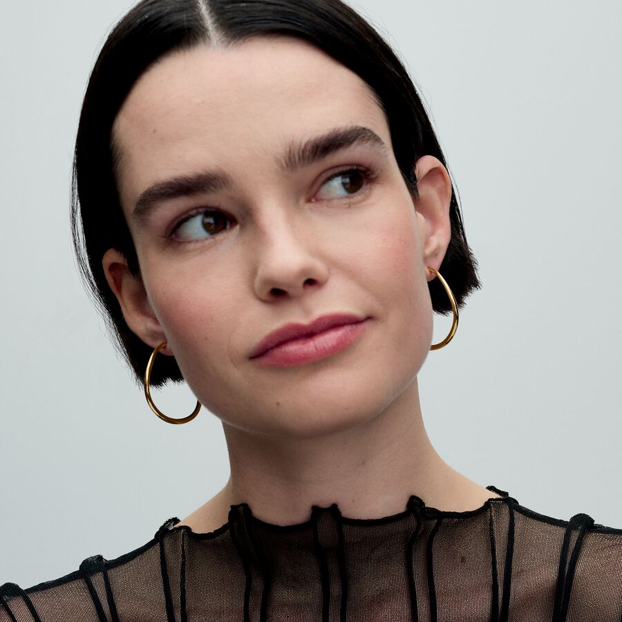 Pandora Organically Shaped 42 mm Open Hoop Earrings