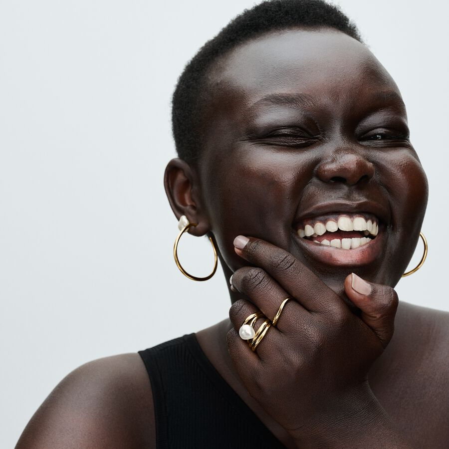 Pandora Organically Shaped 42 mm Open Hoop Earrings