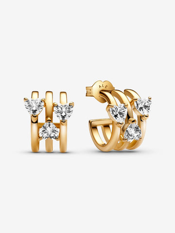 Pandora Triple Heart Hoop Earrings