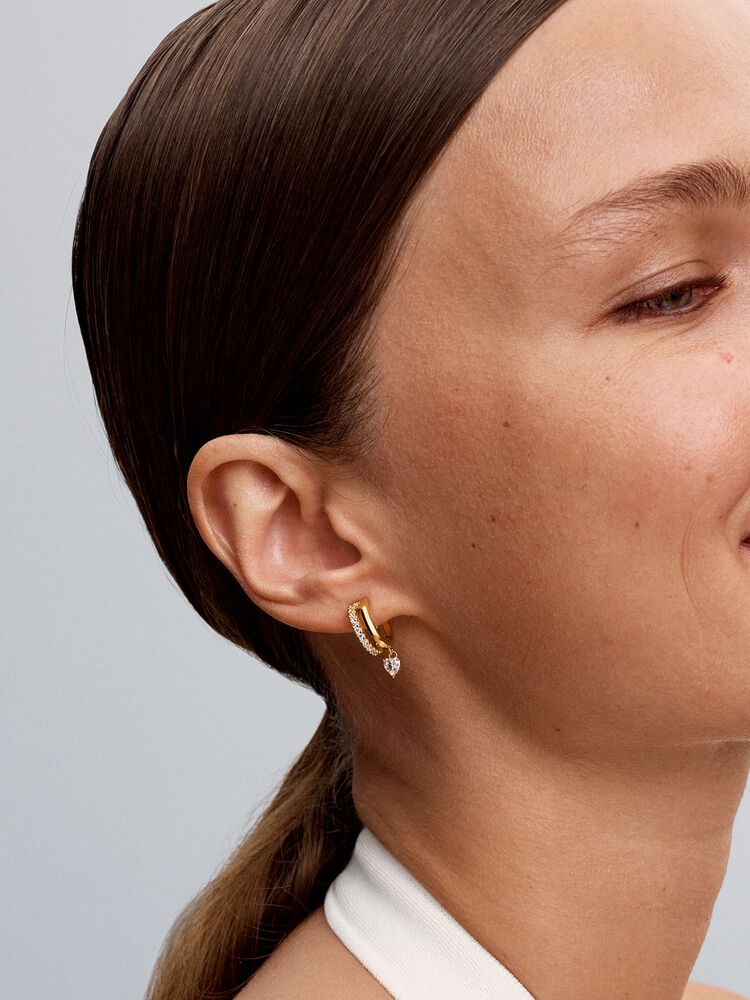 Pandora Dangling Heart Hoop Earrings