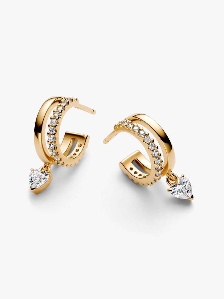 Pandora Dangling Heart Hoop Earrings