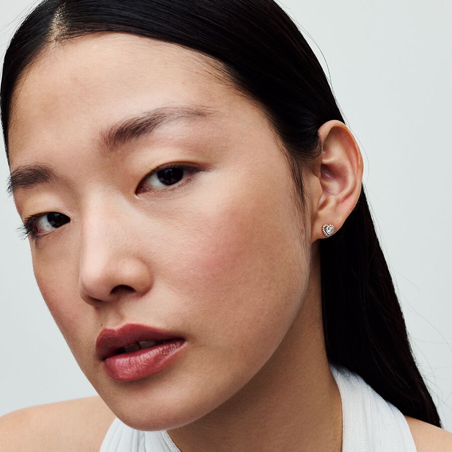 Pandora Sparkling Elevated Heart Yellow Stud Earrings