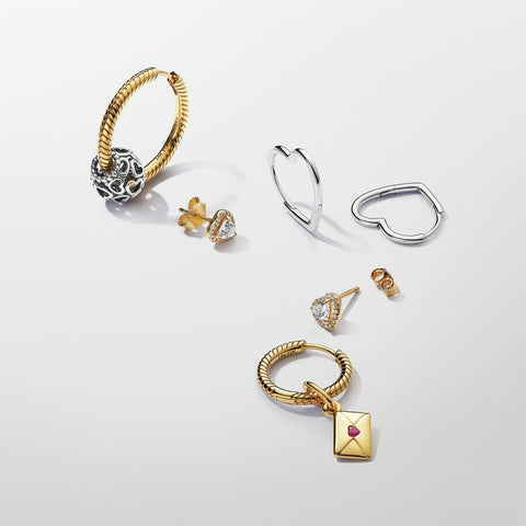 Pandora Sparkling Elevated Heart Yellow Stud Earrings