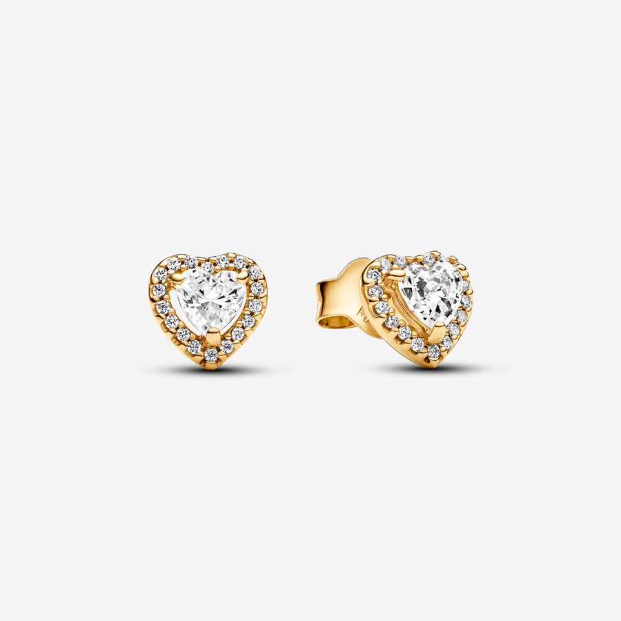 Pandora Sparkling Elevated Heart Yellow Stud Earrings