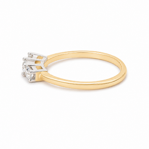 0.26CT Diamond 14K Yellow Gold Past Present & Future Ring