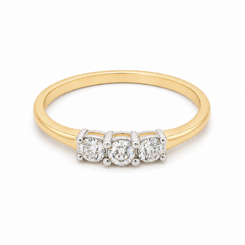 0.26CT Diamond 14K Yellow Gold Past Present & Future Ring