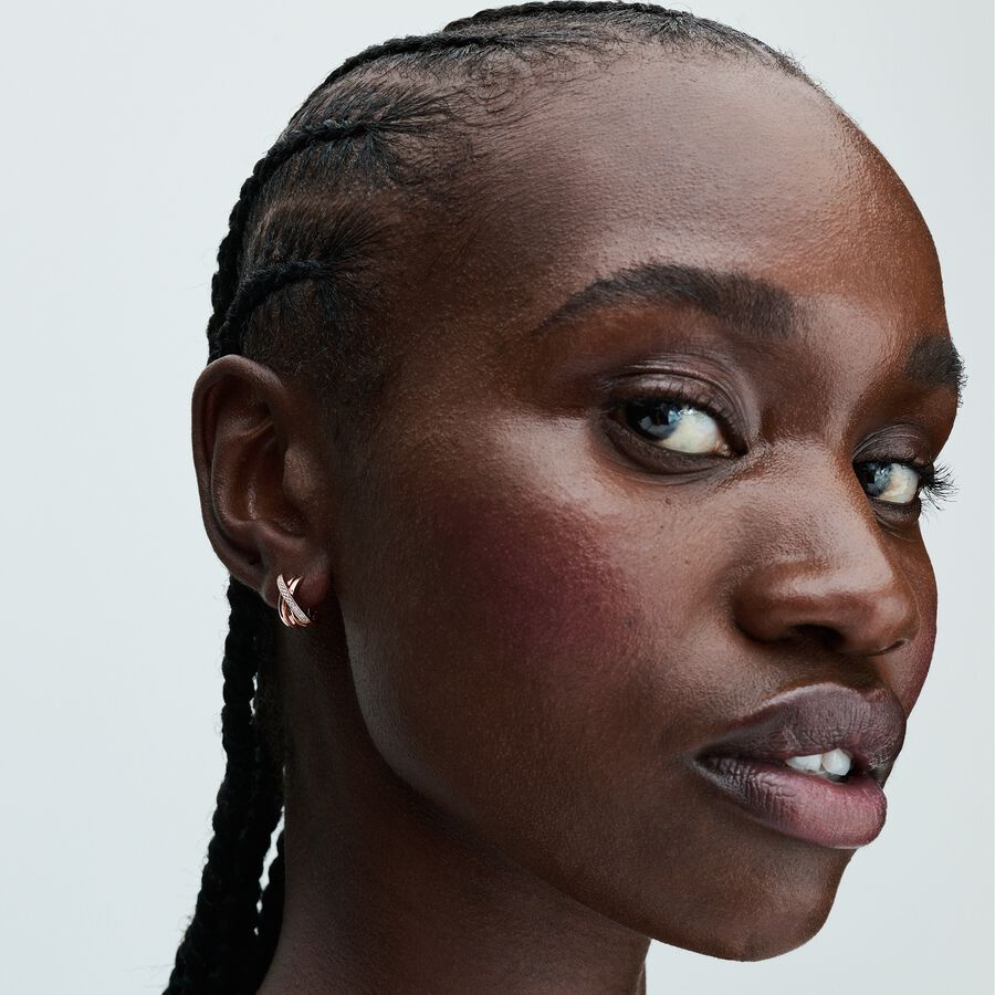 Pandora Crossover Pave Hoop Earrings