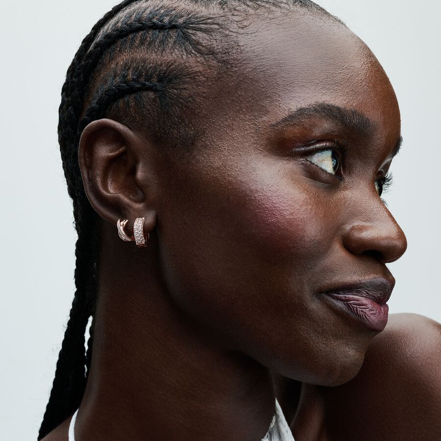 Pandora Crossover Pave Hoop Earrings